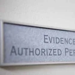 Authorized personel sign protecting drug crime evidence